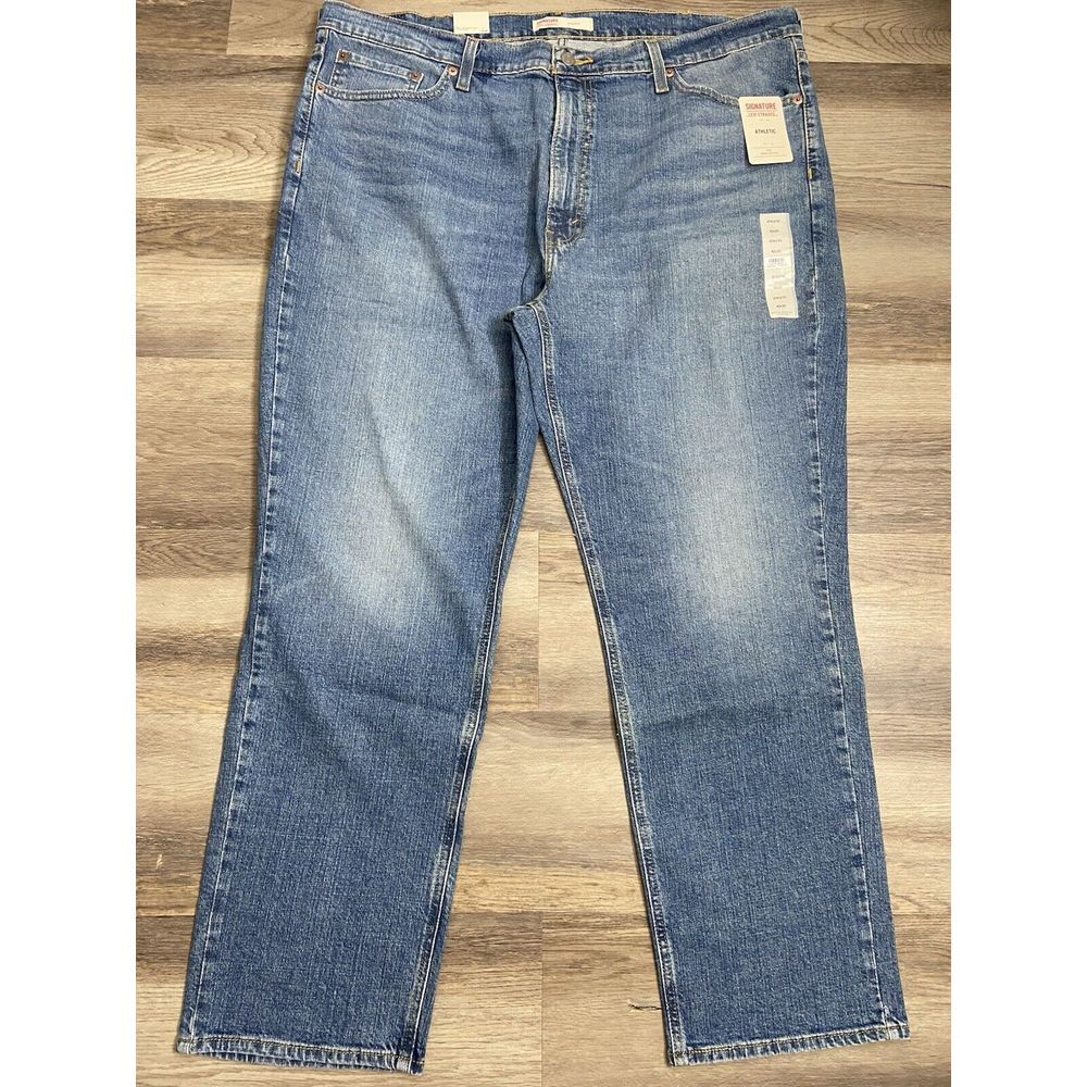 New Mens Signature Levi Strauss Athletic Blue Jeans 42x30 Flex Moves With You